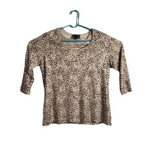 SLINKY BRAND Blouse Womens XL Top Cheetah Print 3/4 Sleeve